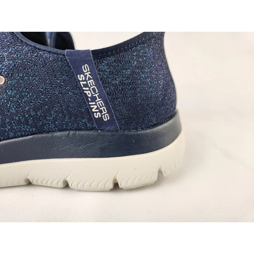 Womans Shoes SKECHERS Summits-Lunar Glow Hands Free Slip-Ins Sneakers Blue Sz 10